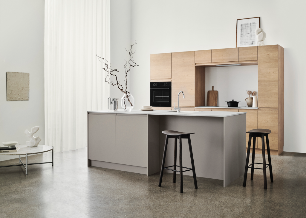 neutral colors and materials for a modern kitchen