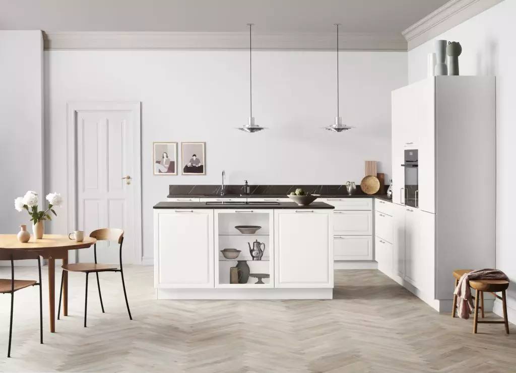 Bright Scandinavian white kitchen design